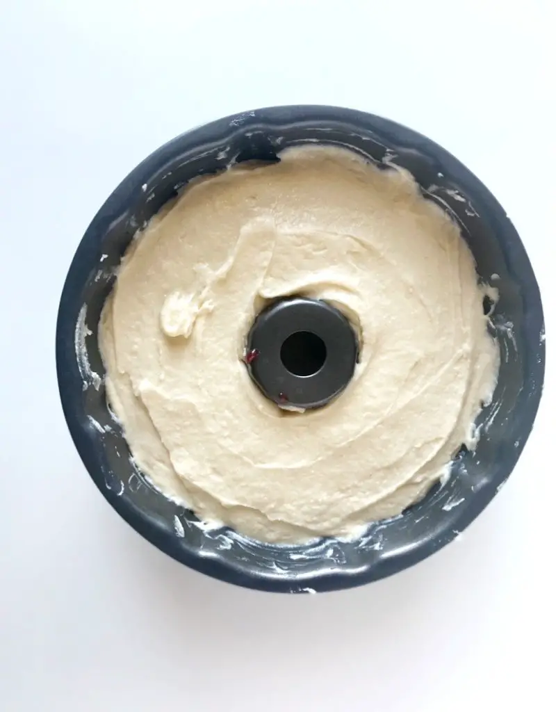 gluten-free Bundt cake batter in Bundt pan